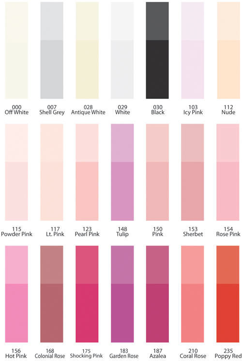 Organza Color Chart